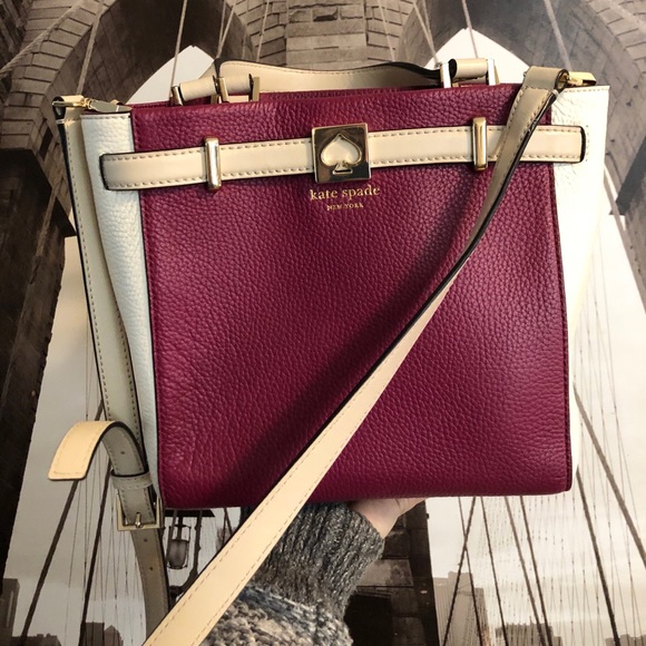 kate spade Handbags - Kate Spade Crossbody Purse - Maroon and Cream